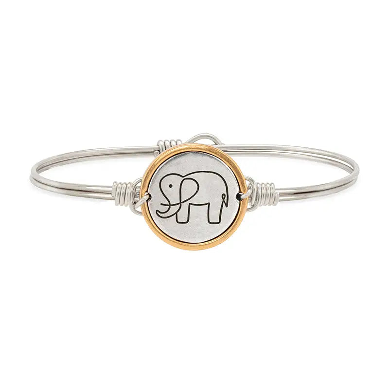 Luca + Danni Lucky Elephant hook bangle - Silver plated band