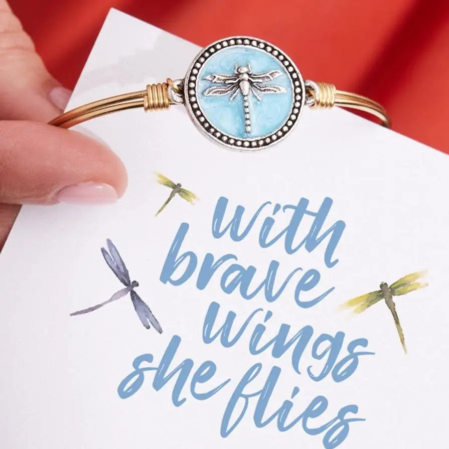 Luca + Danni Blue Dragonfly graphic card - "With brave wings she flies."