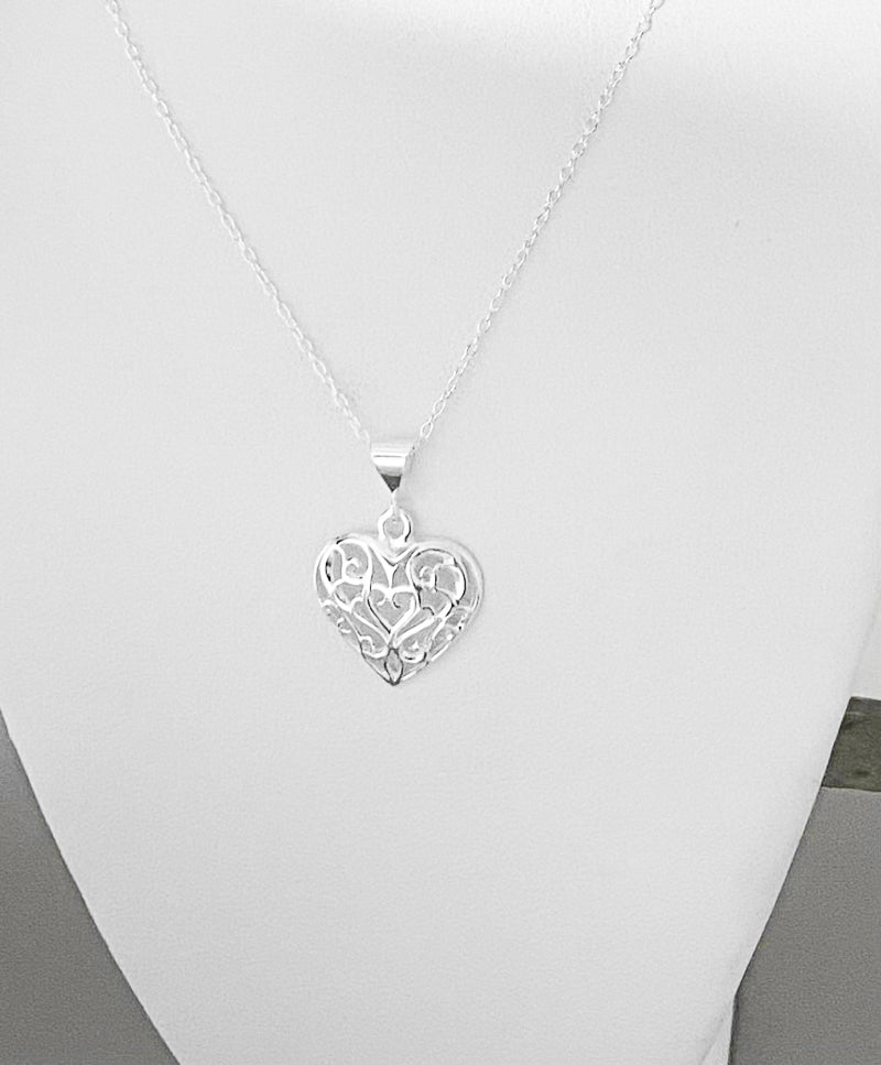 Sterling Silver Filigree Heart Pendant