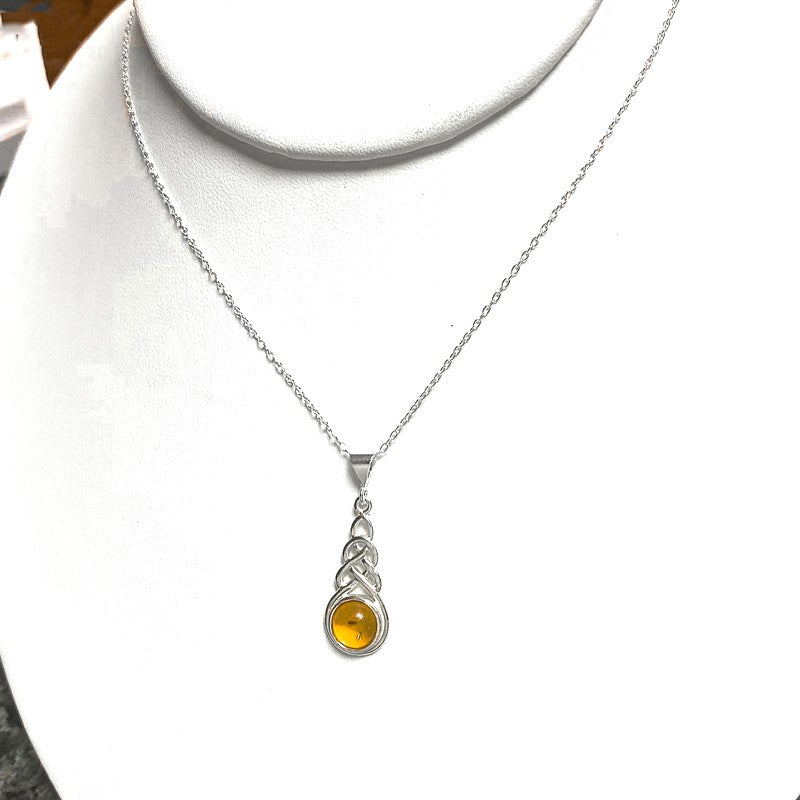 Celtic Amber And Sterling Earrings