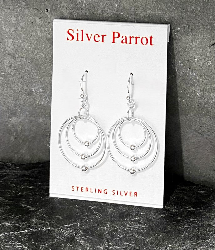 Tri-Circle Sterling Silver Earrings