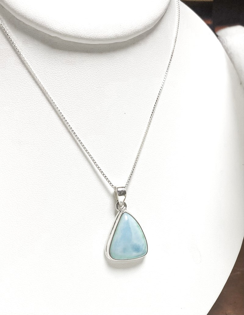 Unique Larimar Pendant in Sterling Silver