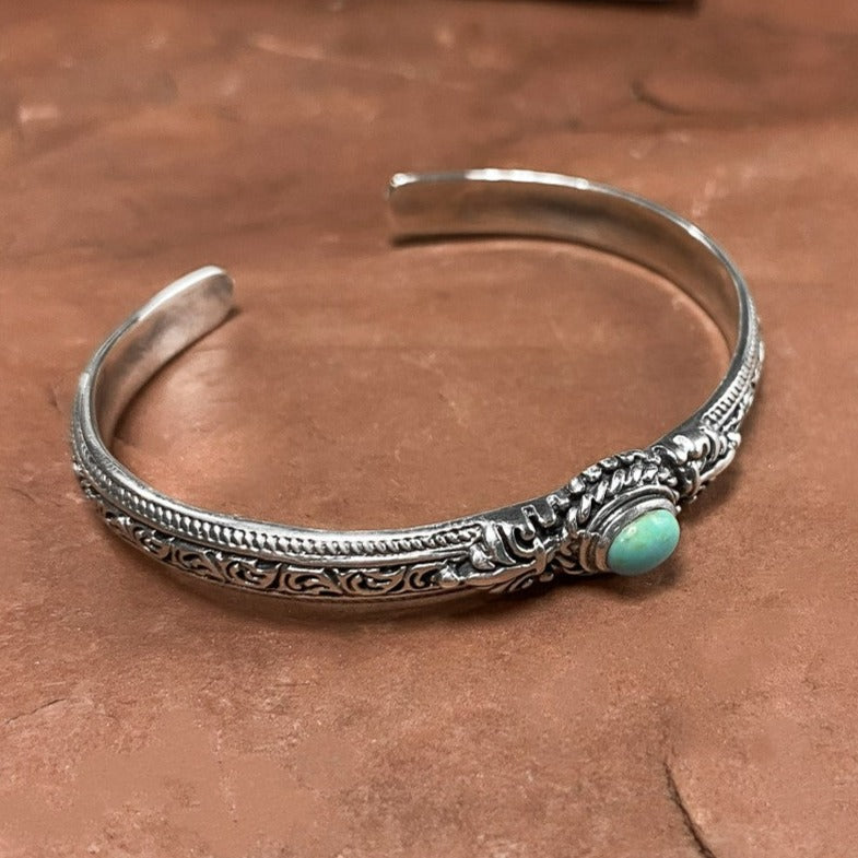 Urban Sterling Silver - Silver Parrot Inc. - Intricate Turquoise Cuff - 925 Sterling Silver 