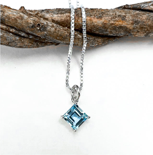 Blue/Brown Stone Square shops Silver Pendant