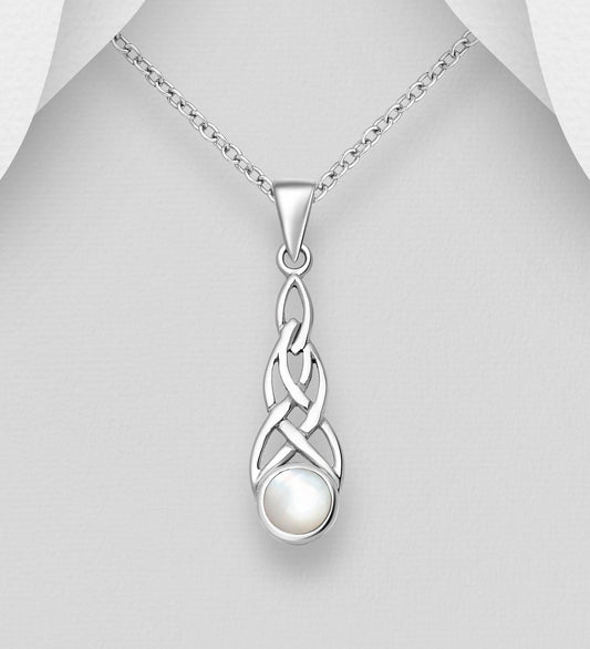 Celtic Knot Sterling Silver Pendant with Mother of Pearl - Silver Parrot, Inc. 