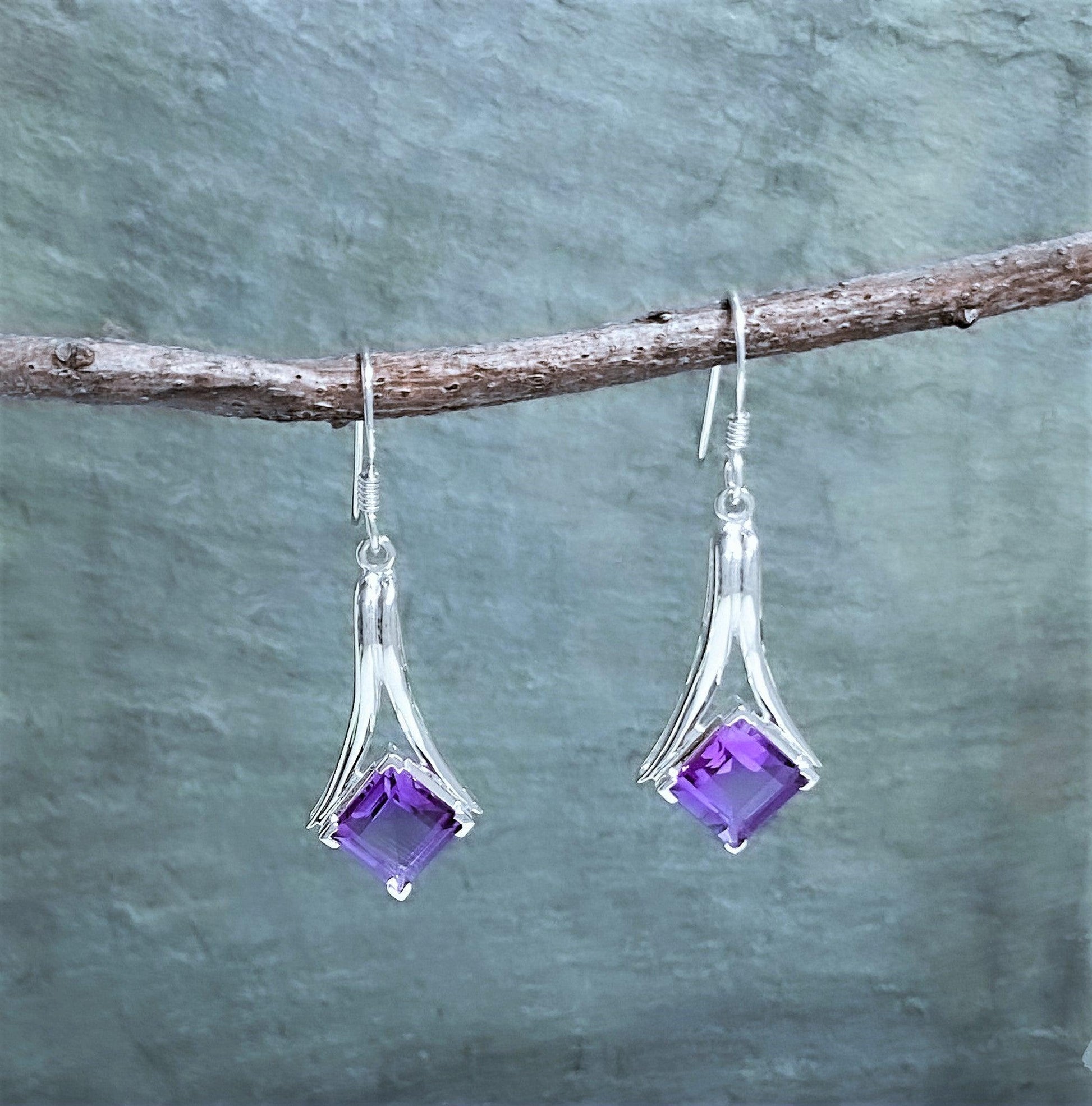 Sterling Silver Earrings with Amethyst - Silver Parrot, Inc. 