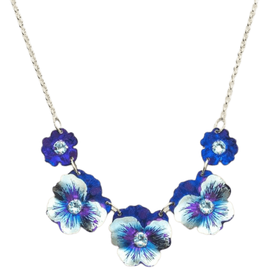 Holly Yashi Garden Pansy Classic Necklace - Silver Parrot, Inc. 