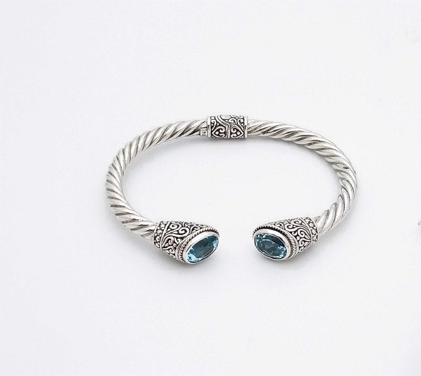 Blue Topaz and Sterling Hinged Bracelet - Silver Parrot, Inc. 