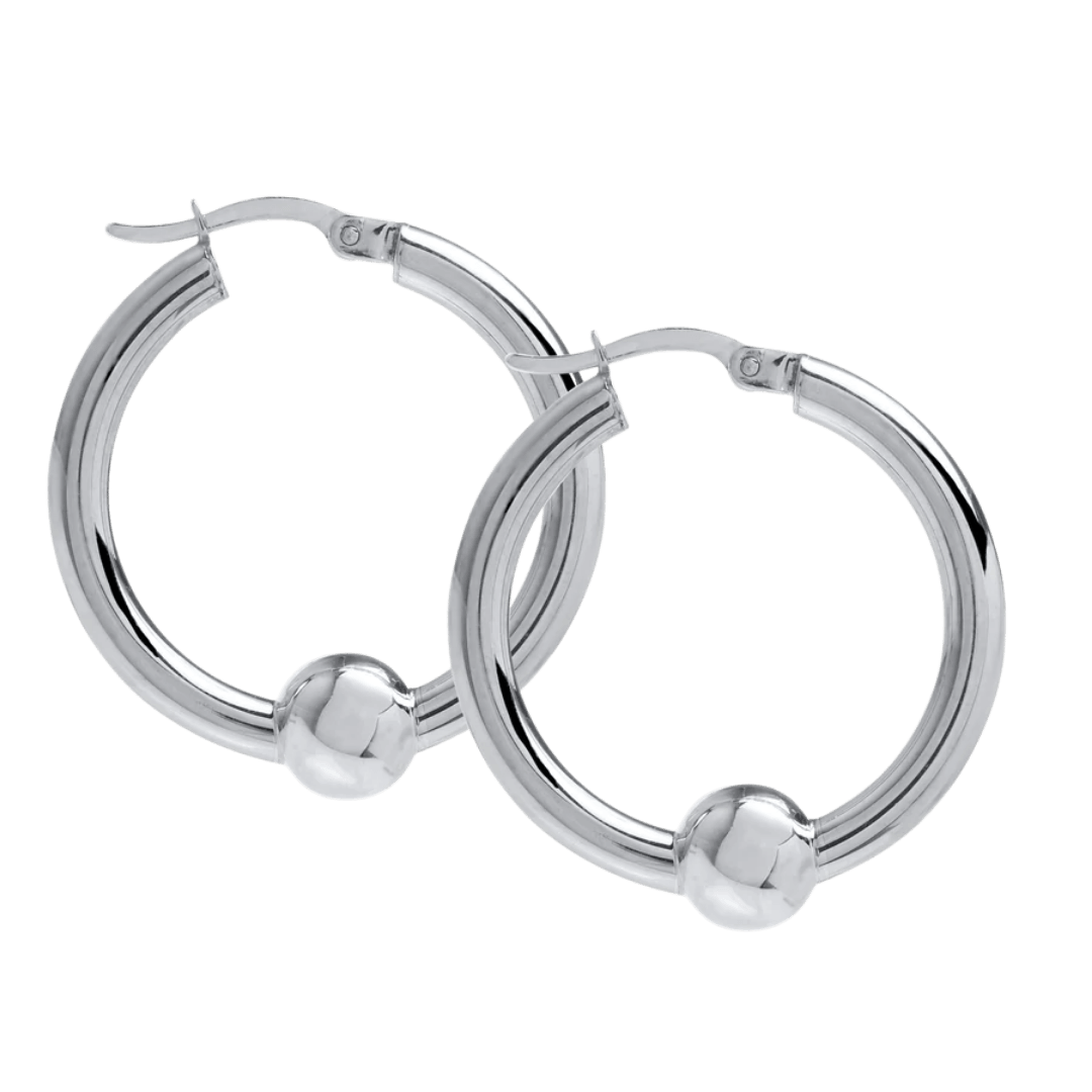 Cape Cod Single Bead Large Hoop - Silver Parrot, Inc. 