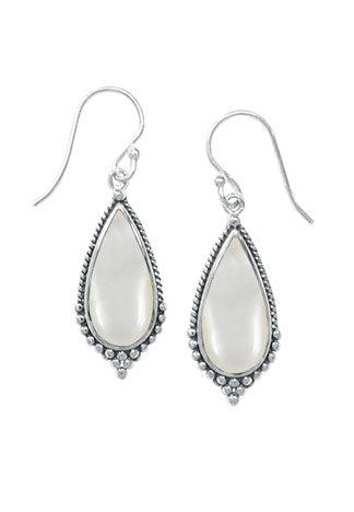 Sterling Silver Drop Earring with Mother of Pearl Shell. Earring is on a French wire.