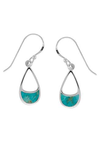 Sterling silver earring with turquoise inlaid at bottom