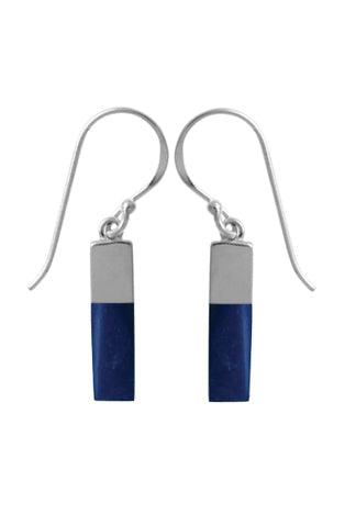 lapis bar with sterling silver covering top 1/3 connecting to french wire