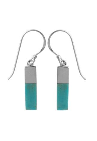 Boma dangling Turquoise bar with sterling silver on top 1/3 connecting to french wire