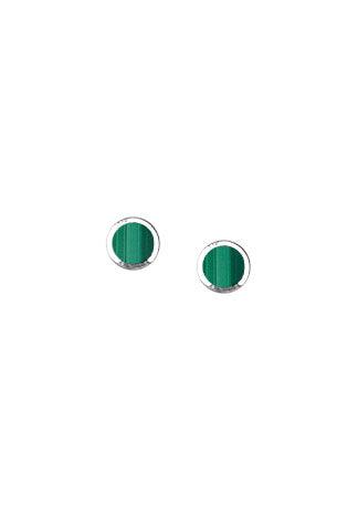 malachite and sterling circle earring