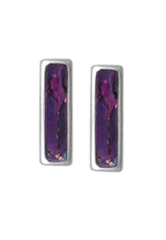 Boma sterling silver bar studs with inlaid purple Turquoise on a simple sterling setting.