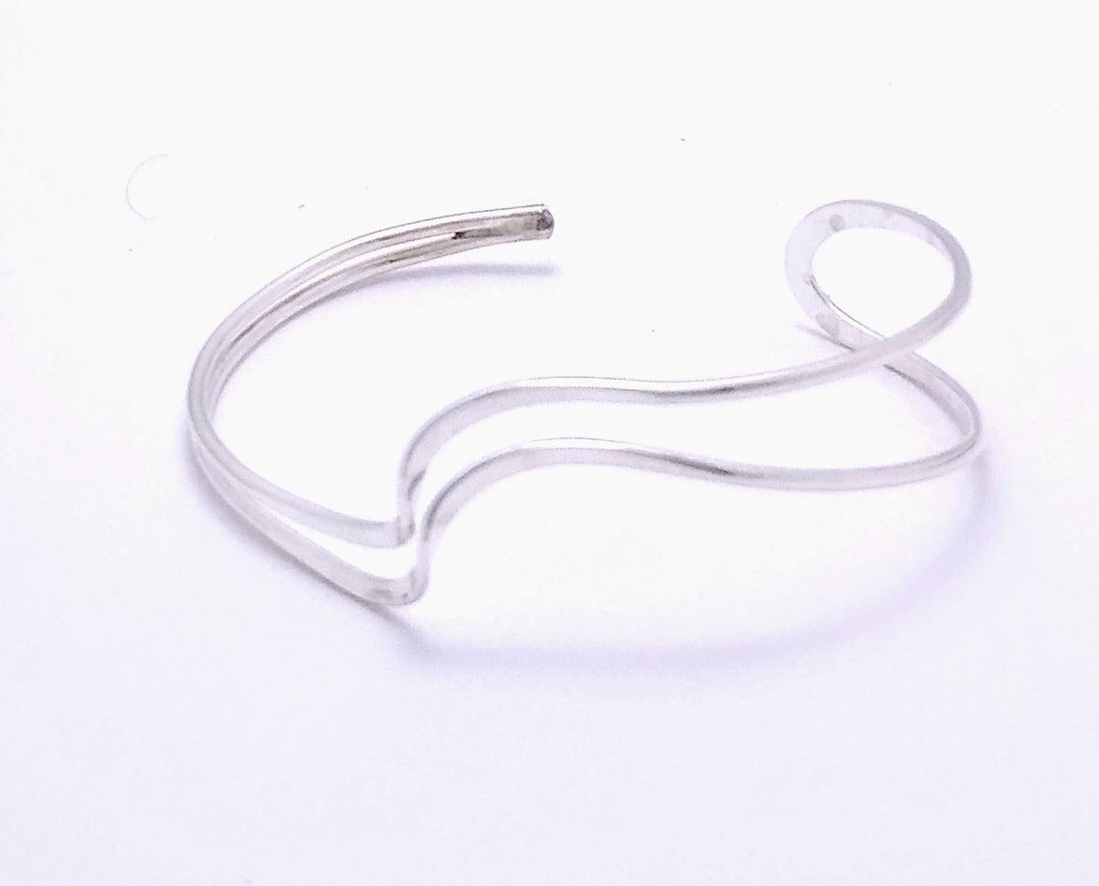 Sterling silver open wave shape bracelet