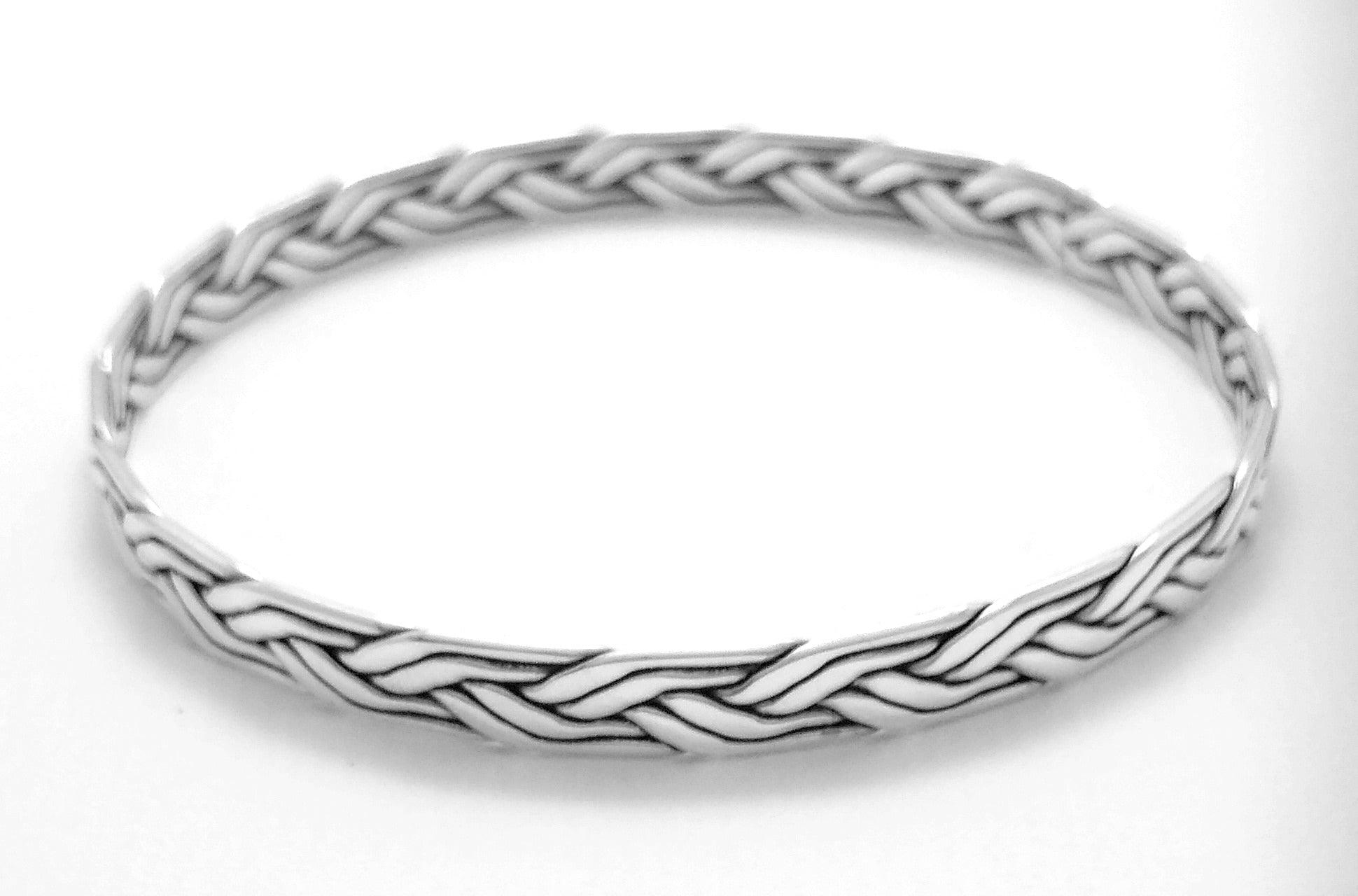 925 Sterling Silver 4 strand braided/woven bangle