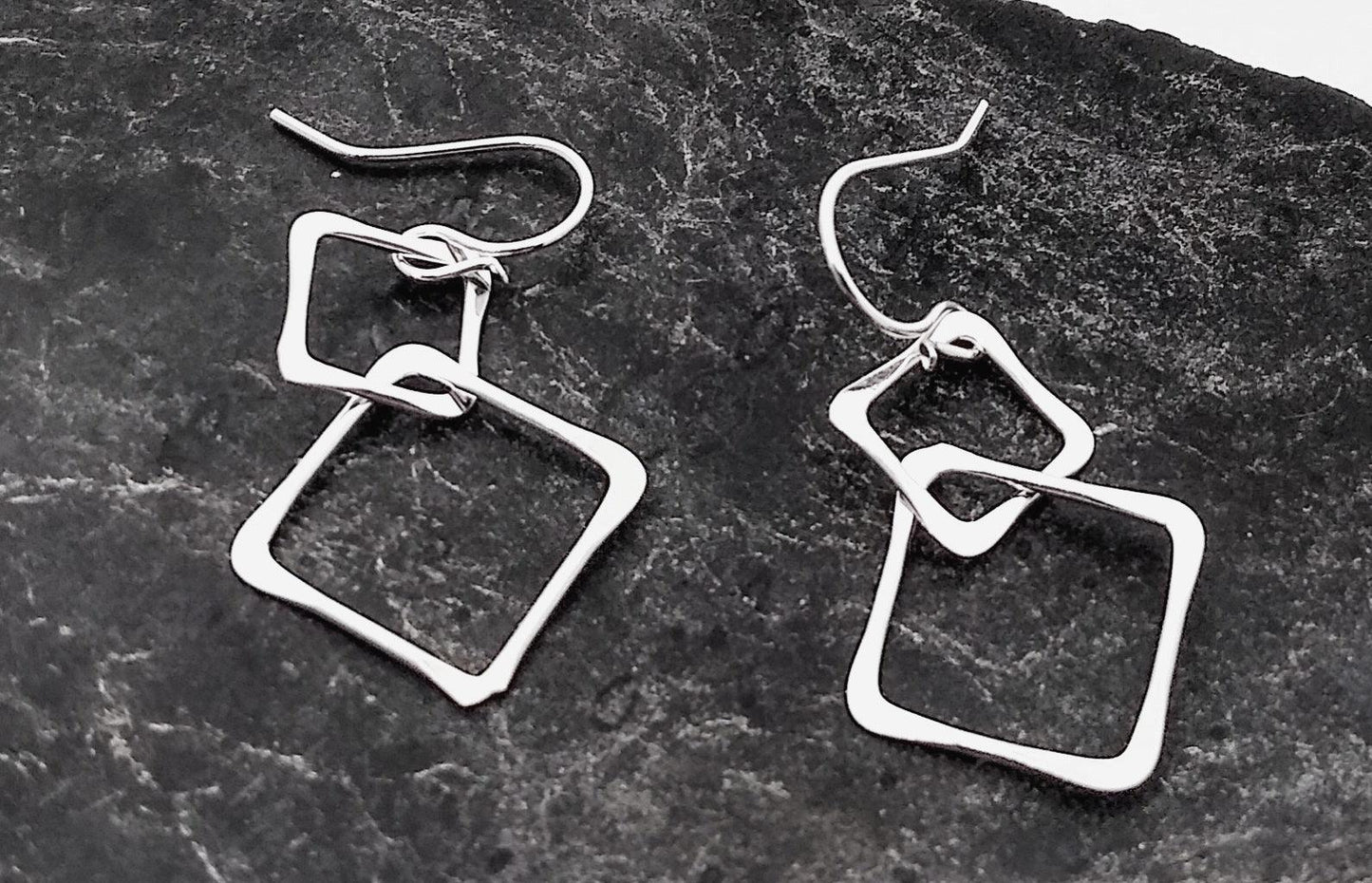 Sterling Connected Squares Earrings - Silver Parrot, Inc. 