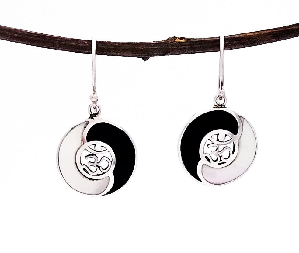 Silver and Mother of Pearl Yin Yang Earrings - Silver Parrot, Inc. 
