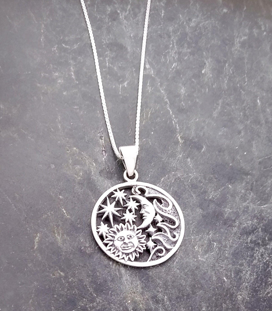 Sterling Silver Sun, Moon, and Stars Pendant - Silver Parrot, Inc. 