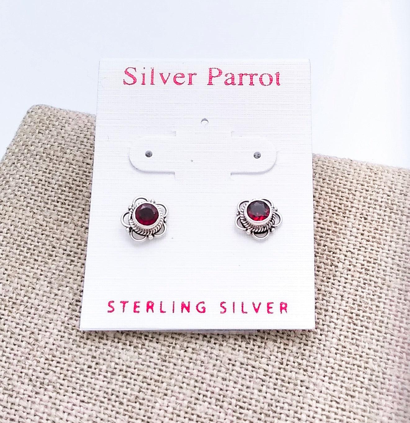 Silver Stud with Stone and Bali Detail - Silver Parrot, Inc. 