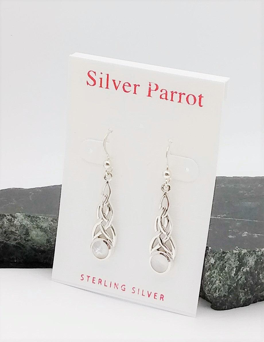 Celtic Knot Sterling Silver Earring with Mother of Pearl - Silver Parrot, Inc. 