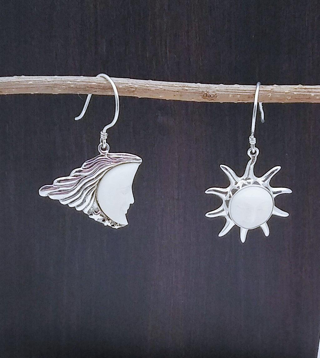 Sterling Earrings Moon and Star Earrings - Silver Parrot, Inc. 
