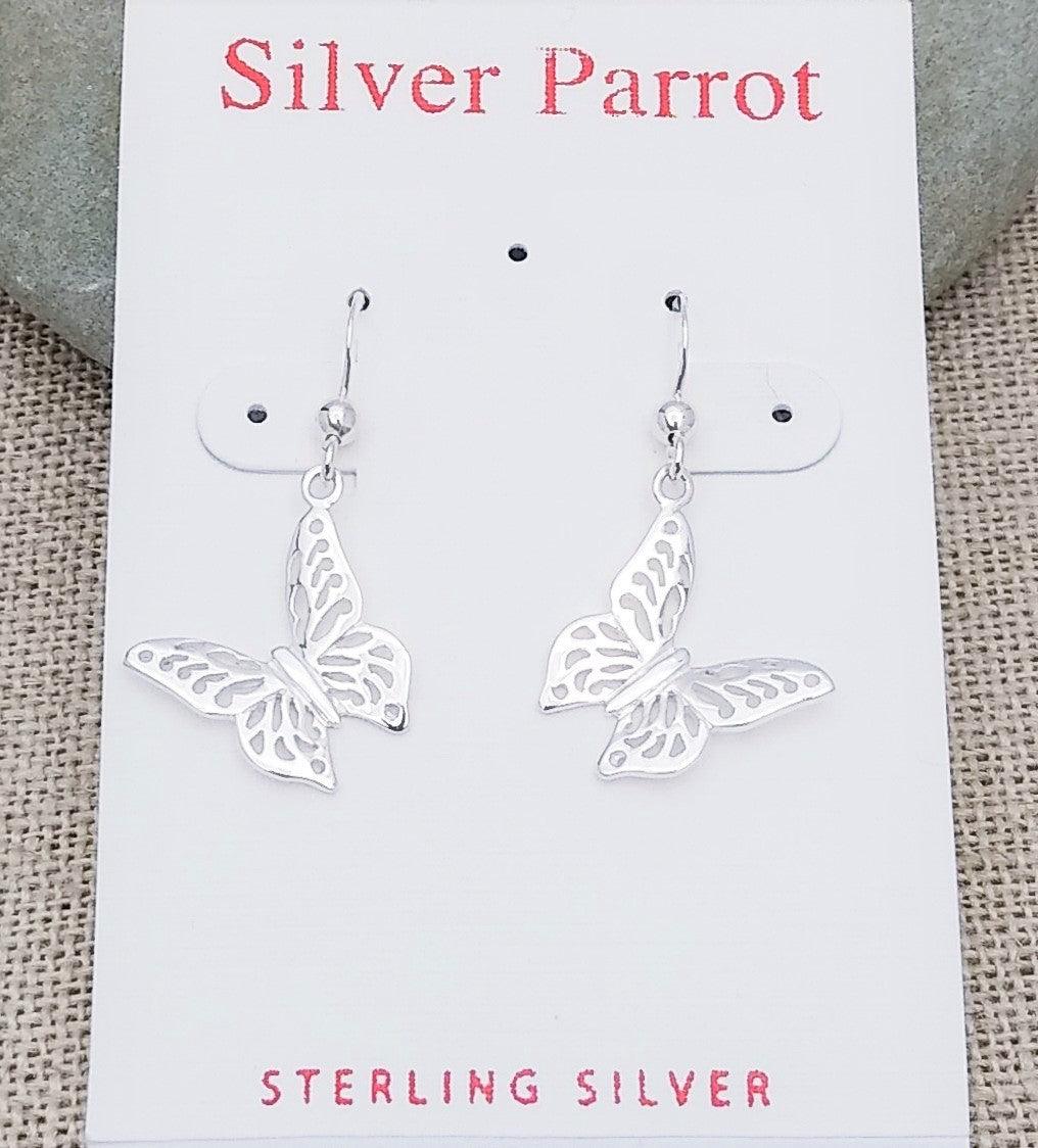 Sterling silver butterfly earrings with cutouts