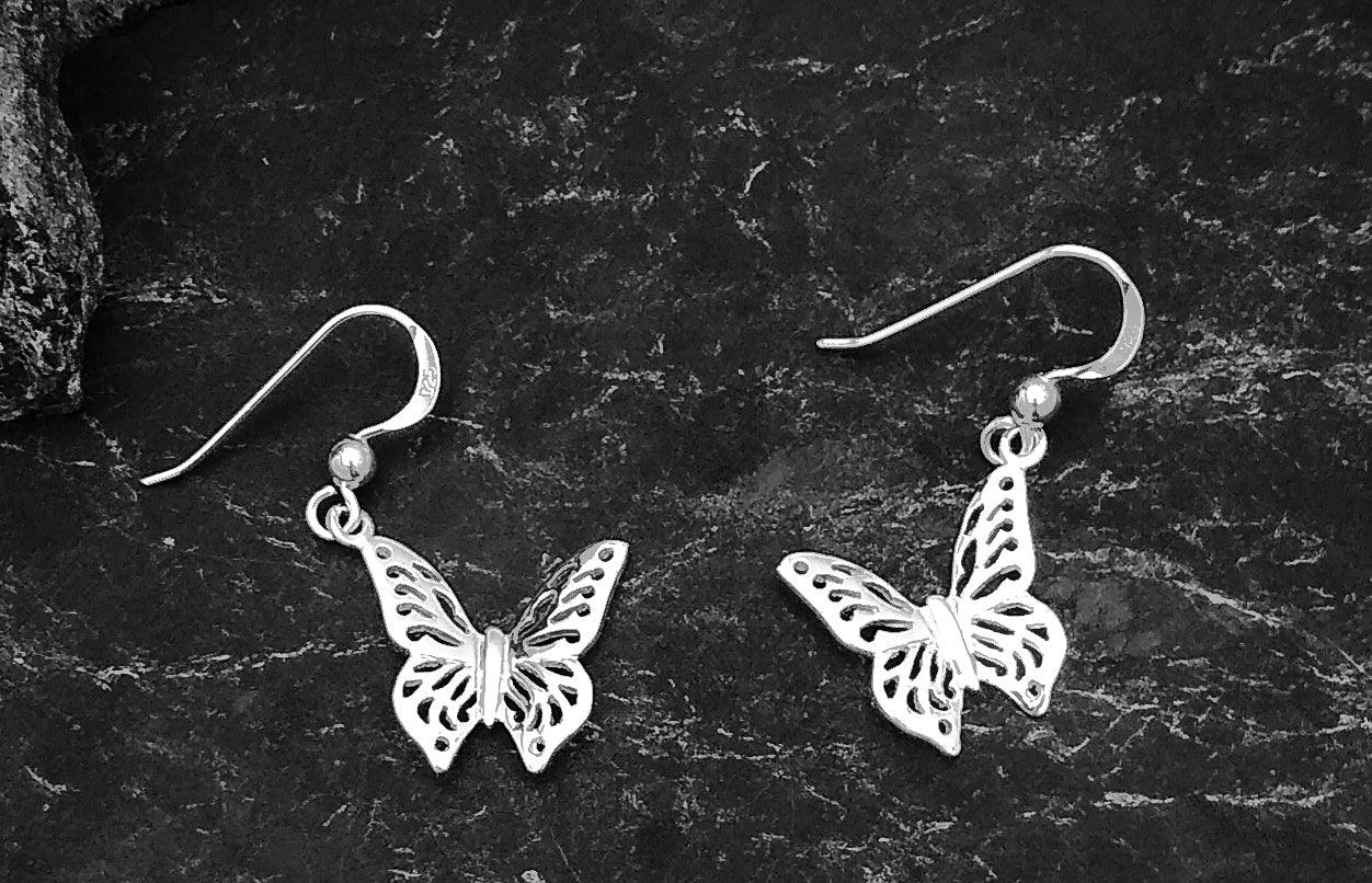 Sterling Silver Cutout Butterfly Earrings - Silver Parrot, Inc. 