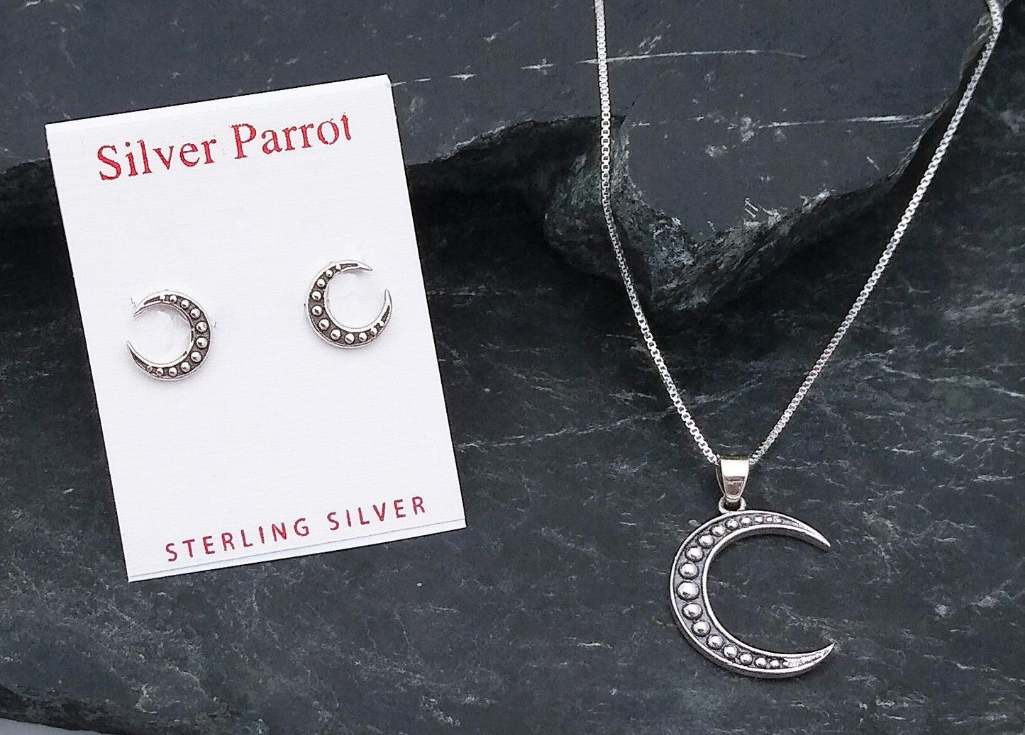 Sterling Silver Moon Studs - Silver Parrot, Inc. 