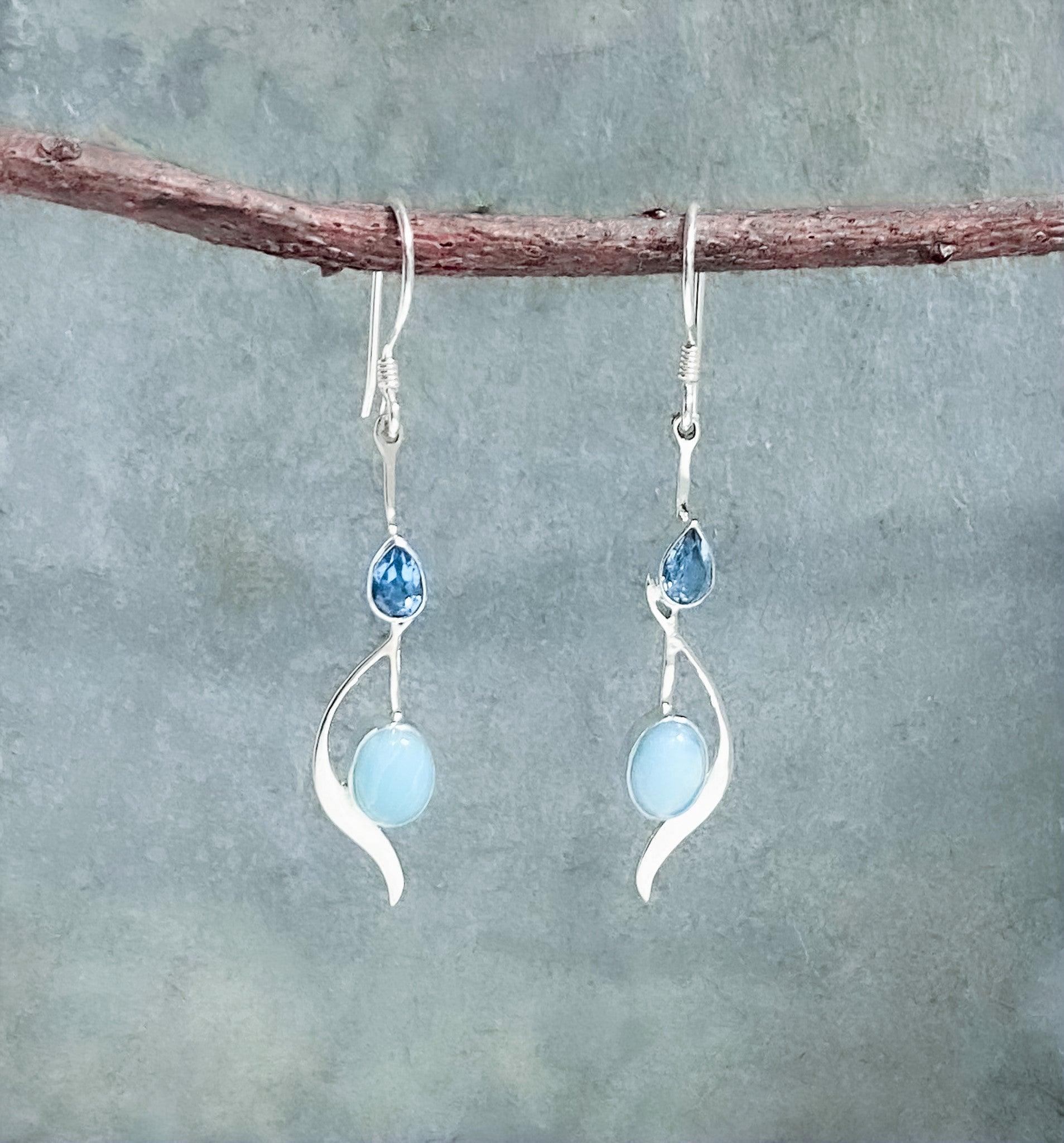 Sterling Silver Larimar and Blue Topaz Earring - Silver Parrot, Inc. 