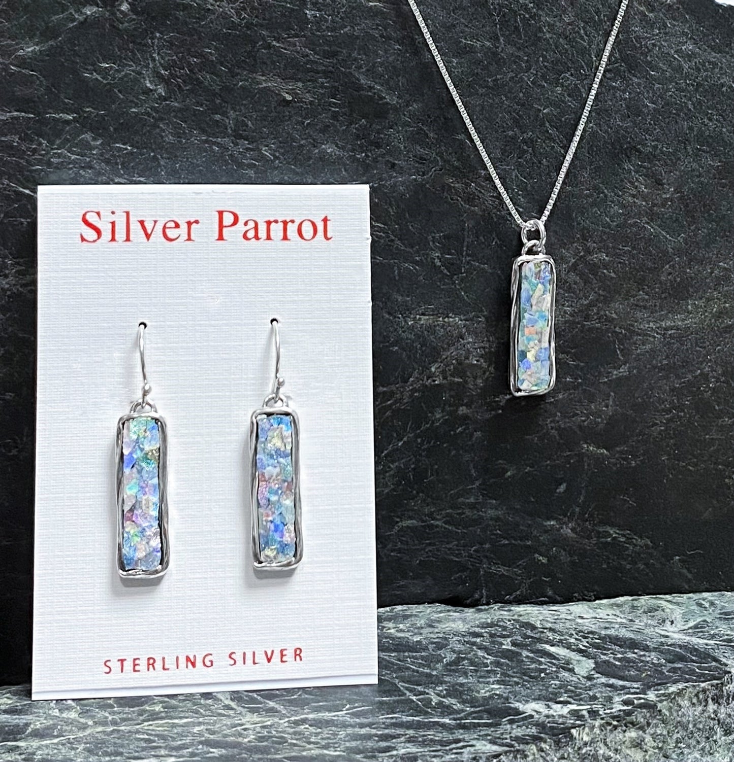 Great Roman Glass Earrings In Sterling Silver