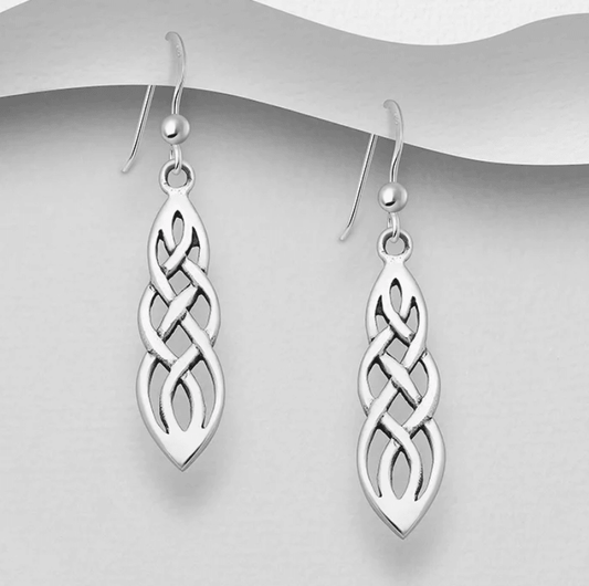 celtic knot silver drop earring