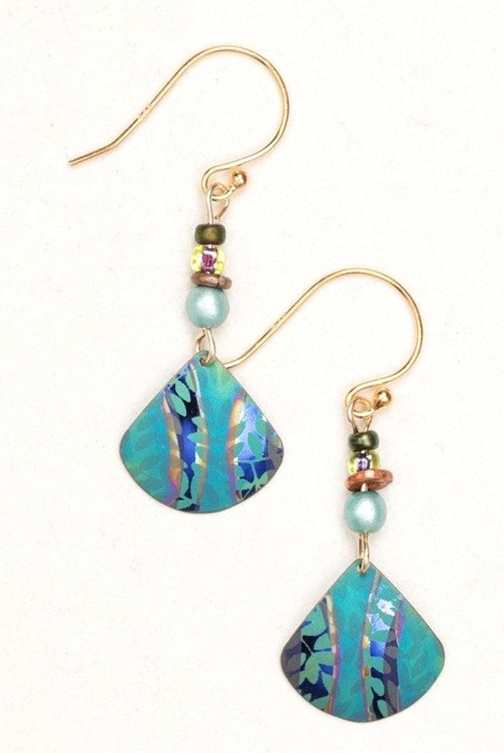 Green Niobium Dangle Earrings with Leaves and Beads