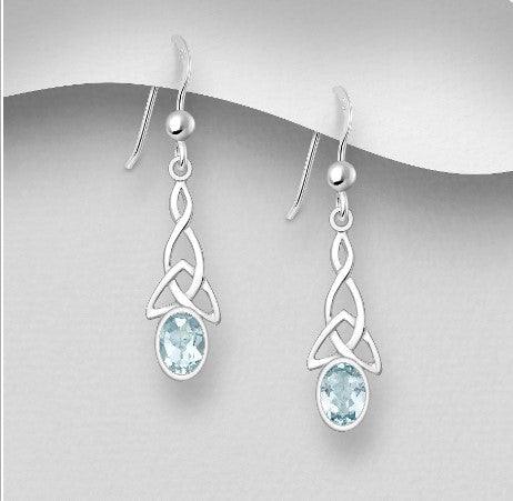 Sterling And Blue Topaz Celtic Knot Earring - Silver Parrot, Inc. 