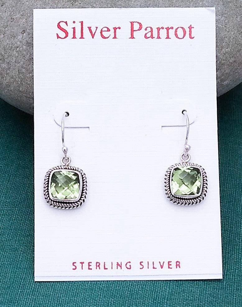 Sterling Earring With Green Amethyst - Silver Parrot, Inc. 