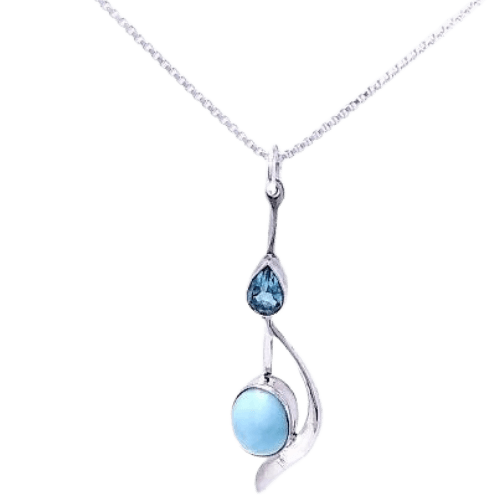 Sterling Silver Larimar and Blue Topaz Pendant - Silver Parrot, Inc. 