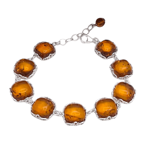 Sterling Silver With Baltic Amber Bracelet - Silver Parrot, Inc. 