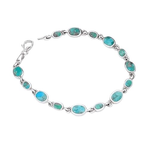 Sterling Bracelet With 13 Turquoise Links - Silver Parrot, Inc. 