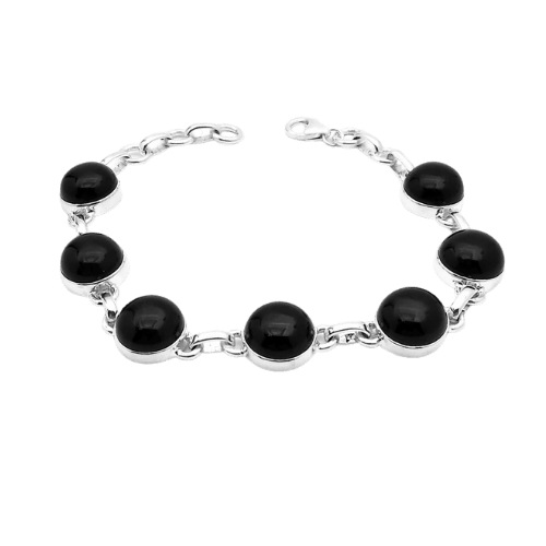 Sterling Bracelet With 7 Onyx Links - Silver Parrot, Inc. 