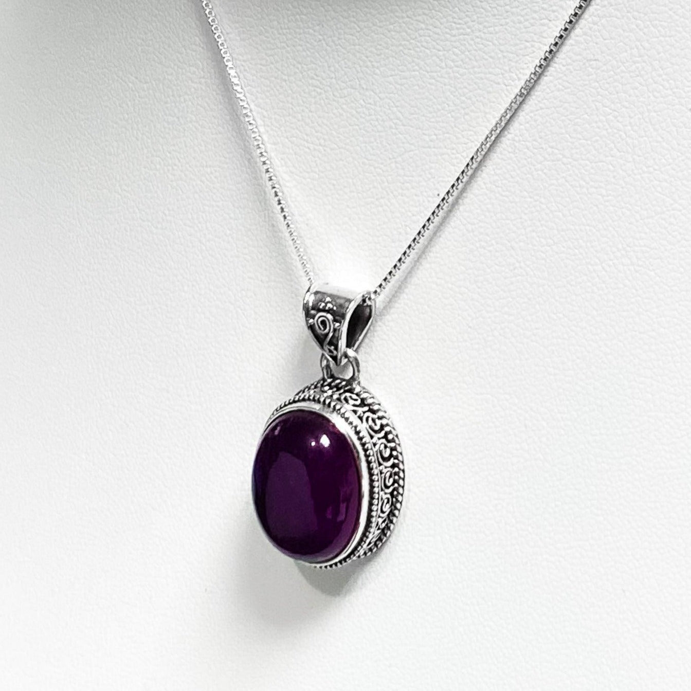 Amethyst Pendant In A Heavy Ornate setting - Silver Parrot, Inc. 