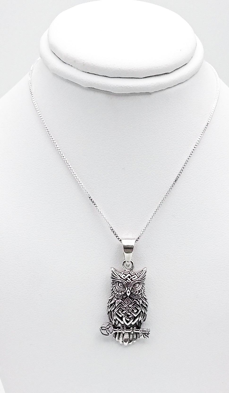Sterling Silver Wise Celtic Owl Pendant - Silver Parrot, Inc. 