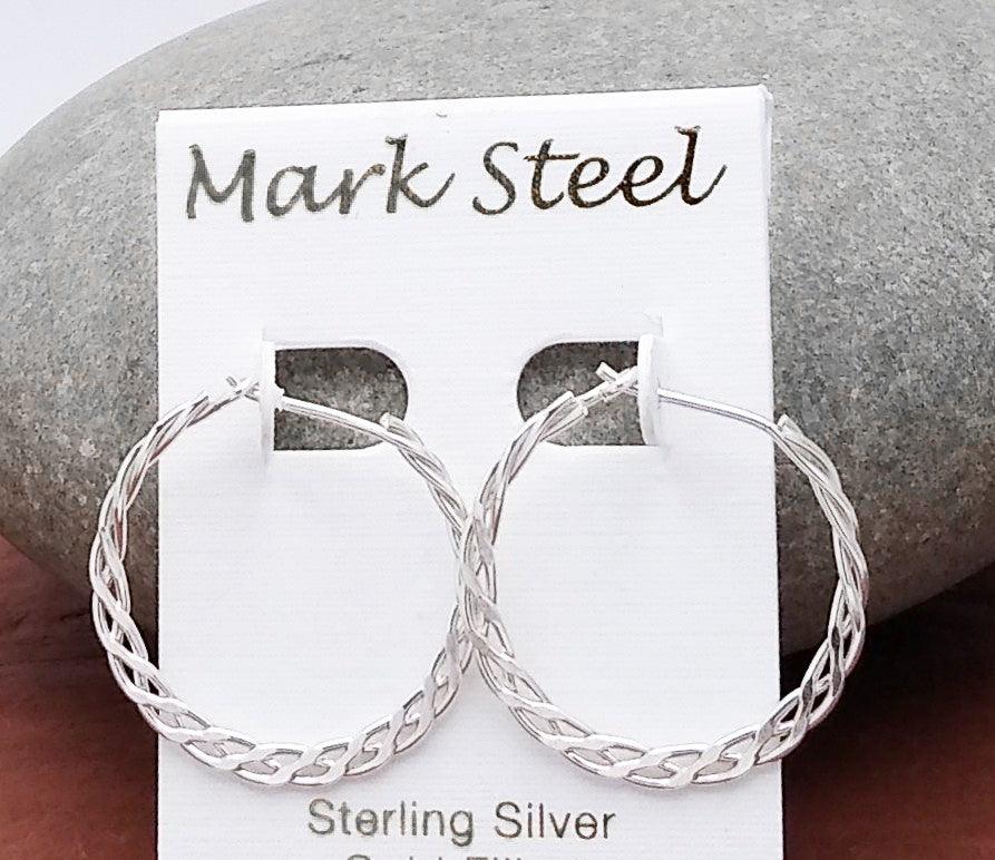 Mark Steel Sterling Silver Handmade Woven Hoops - Silver Parrot, Inc. 