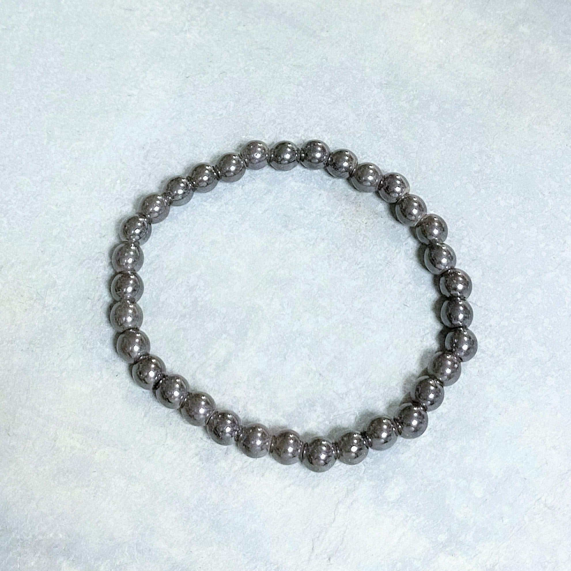 6 MM Bead Power Bracelets 4 Stones Available - Hematite