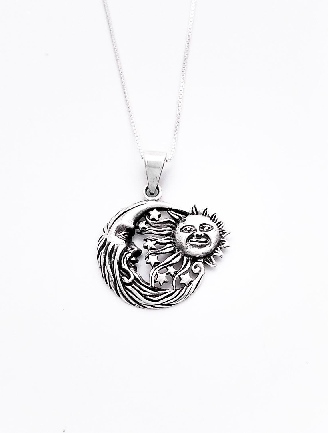 Sterling Silver Pendant with Sun, Moon, and Stars - Silver Parrot, Inc. 