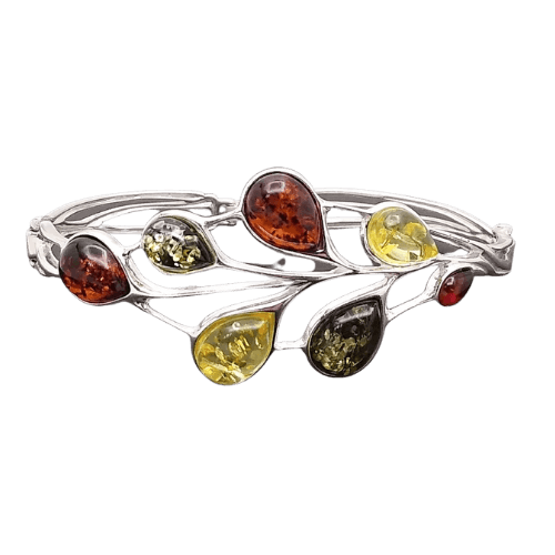 Sterling Silver Bracelet With 7 Amber Stones - Silver Parrot, Inc. 