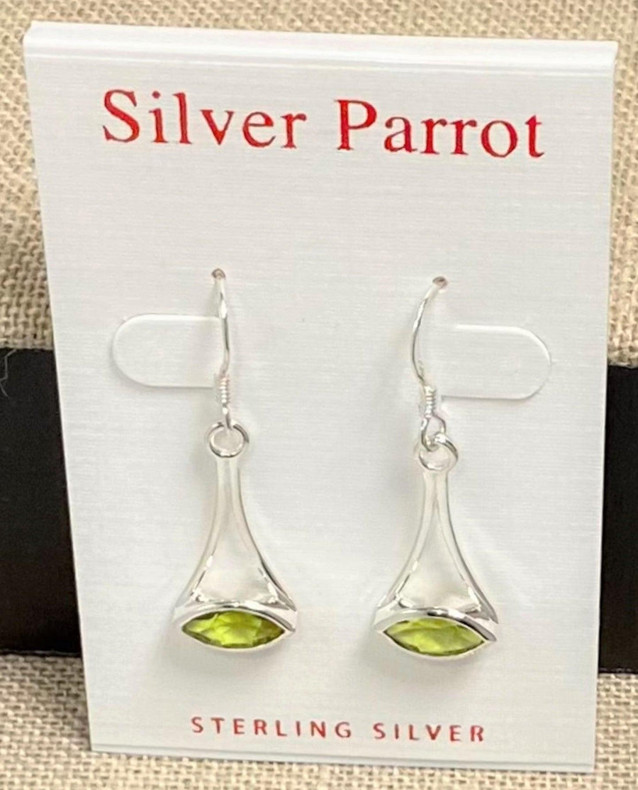 Sterling Silver Geometric Earring With Peridot - Silver Parrot, Inc. 