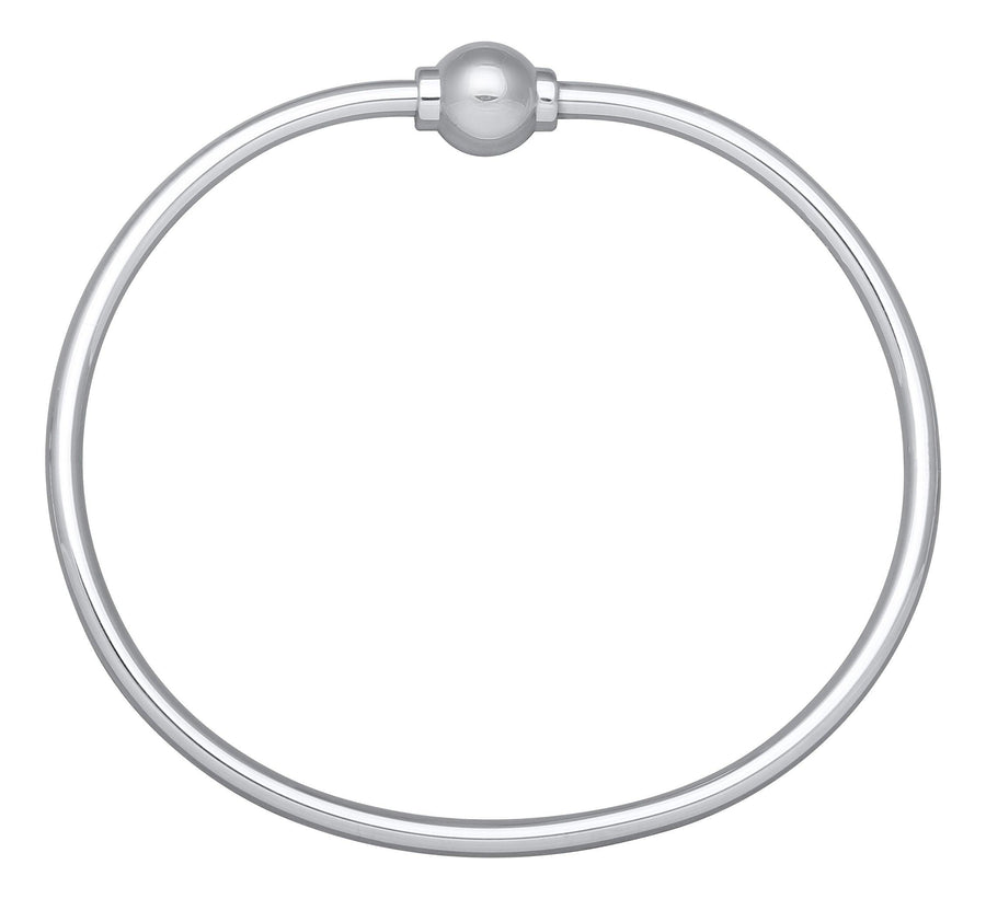 Sterling silver Cape Code bangle bracelet with a singular plain twistable bead on the end.