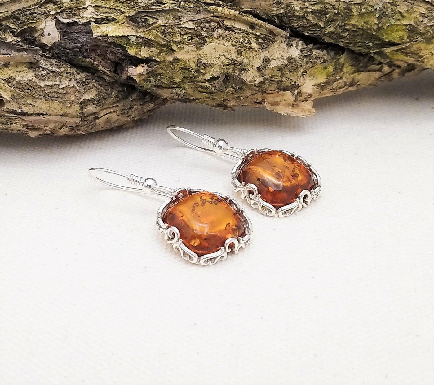Sterling Silver Earrings With Baltic Amber - Silver Parrot, Inc. 
