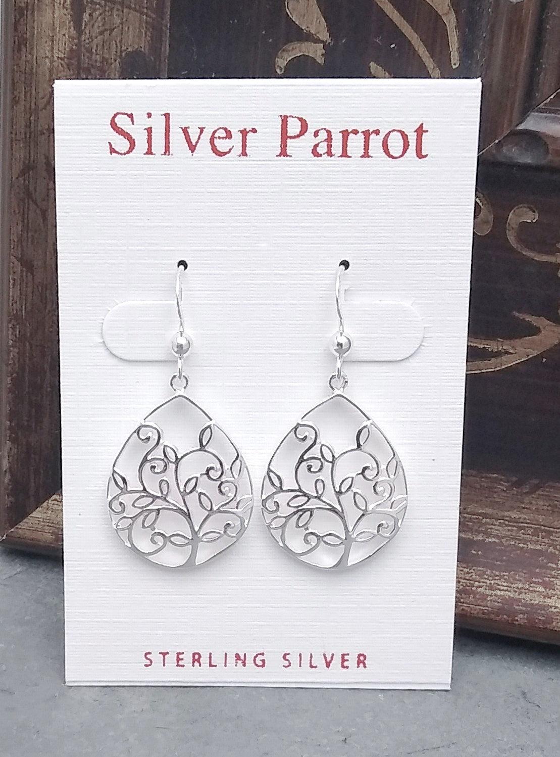 Sterling Filigree Tree Earrings - Silver Parrot, Inc. 